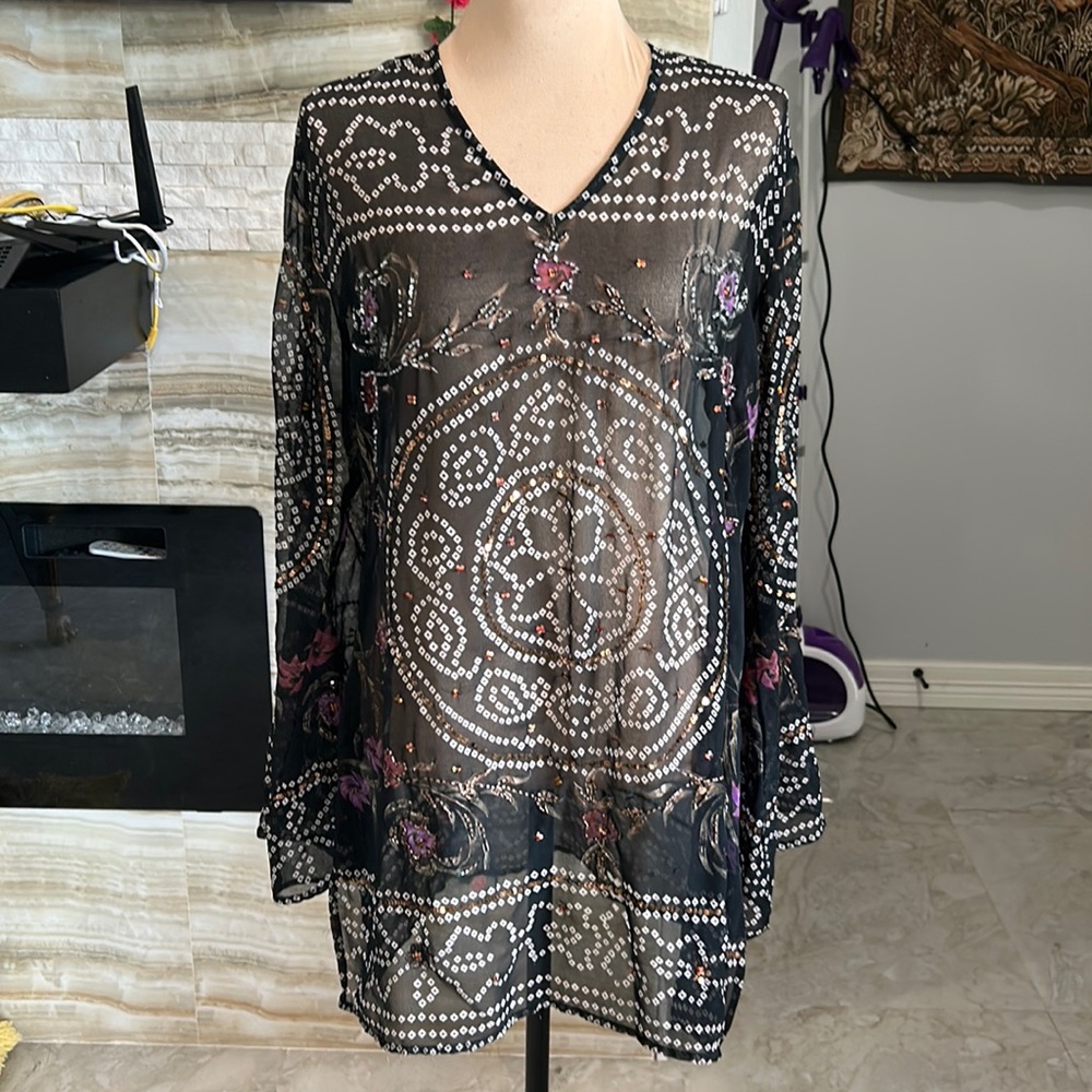 Soaked Black Sheer With‎ Embellishments Cover. Size M